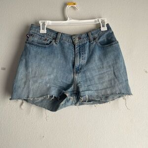 Ralph Lauren Vintage Signature Saturday jeans into light wash cut off shorts